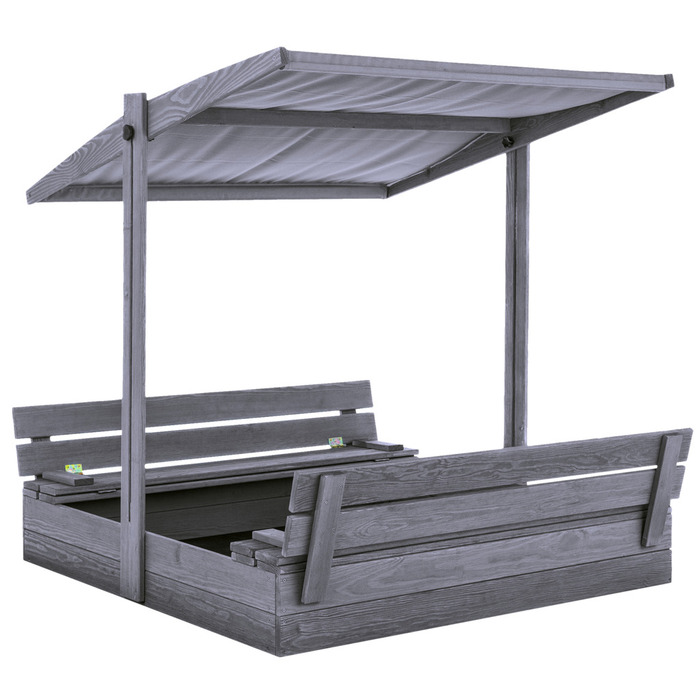 Sandlåda m/tak Grå 120 x 120 cm Nordic Play